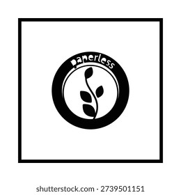Black and white circular logo with text and leaf design inside a square