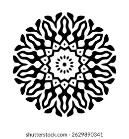 Schwarz-Weiß Rundmandala Design, abstrakte geometrische Ornament, ethnische Muster