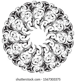 Black and white Circular mandala Vector design