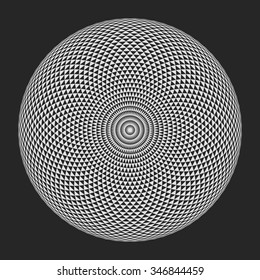 Black and White Circular Pattern from the Circles. Circular Mathematical Ornament. Mandala. Vector Illustration.