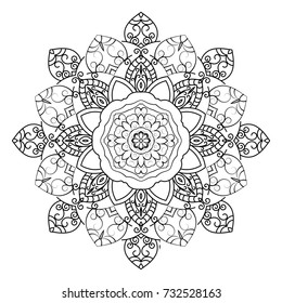 Black and white circular pattern, mandala. Vector illustration for coloring book pages