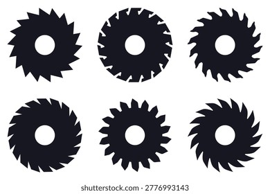 Black and White Circular Saw Blade icon vector illustration set