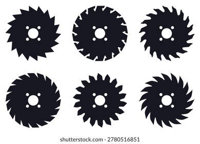 Black and White Circular Saw Blade icon vector illustration set