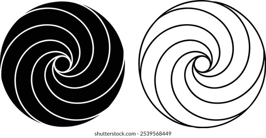 Black And White Circular Spiral Abstract Design