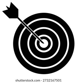 Um alvo circular preto e branco com uma seta atingindo o alvo, representando metas e precisão.