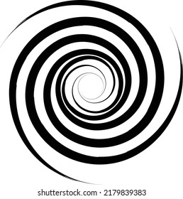 Black and White Circular Trio Twirl, three twisted swirl elements of abstract design. Smooth spiral collection of curved lines create a circular motion elements. For textile printing abstract VECTOR 