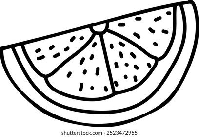 Black and White Citrus Slice Illustration with Detailed Texture