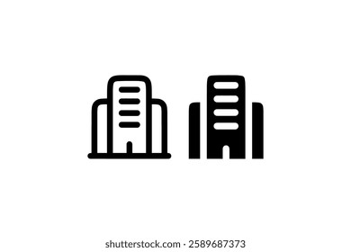 Black and white city building icons Vector