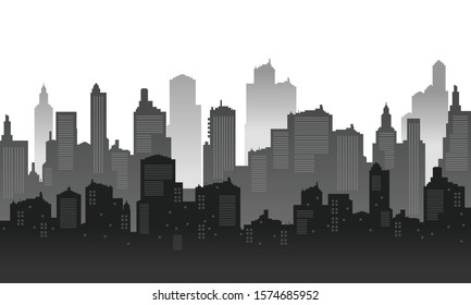 Black and White City Silhouette Background