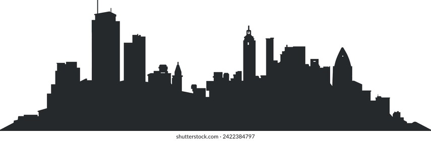 black and white city silhouette without background