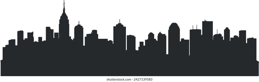 black and white city silhouette without background	