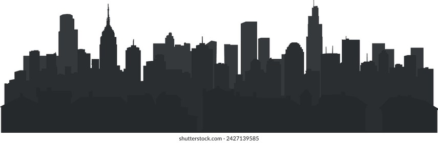 black and white city silhouette without background	