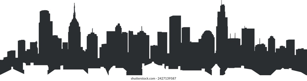 black and white city silhouette without background	