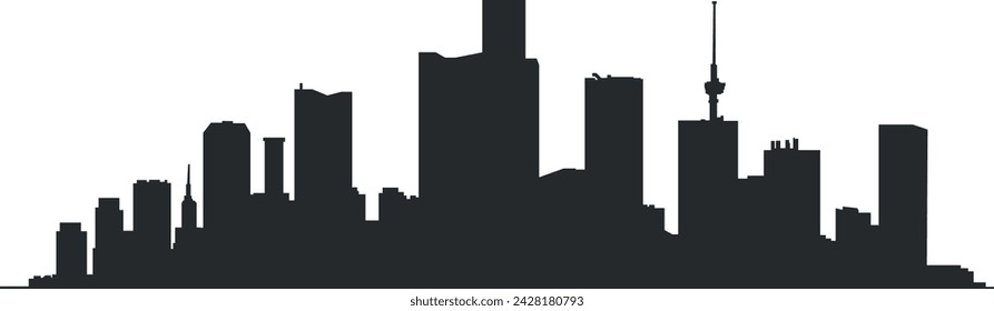 black and white city silhouette without background