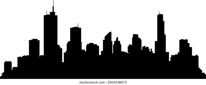 black and white city silhouette without background