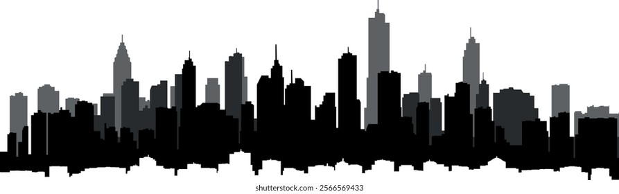 black and white city silhouette without background