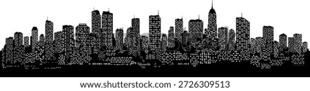 black and white city silhouette without background