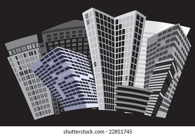 Black and white city. Vector art