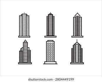 Black and white cityscape with various skyscrapers and highrise buildings