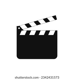 Black and white clapper for files and TV clip art vector style