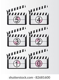 black and white clappers boards countdown over gray background. vector black and white clappers boards countdown over gray background. vector