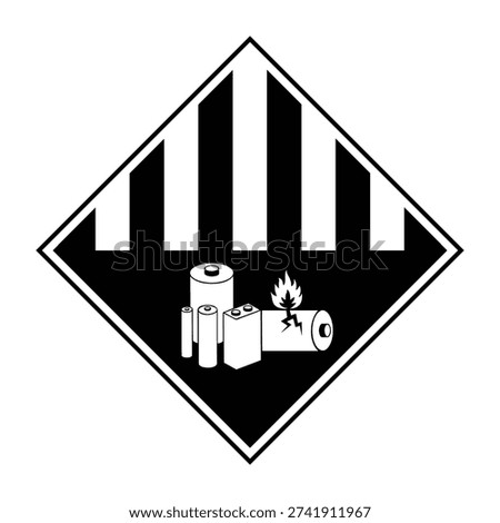 Black and white Class 9 miscellaneous dangerous goods hazard label featuring lithium battery symbol and number 9. Ideal for shipping documentation, packaging design, logistics materials, and hazardous materials transport compliance.