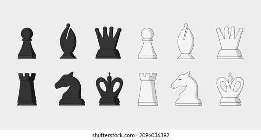 Black and white classic chess pieces. Chess melted in initial order for new installment of ancient logic vector game.