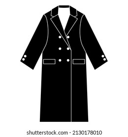 black and white classic double-breasted coat vector illustration