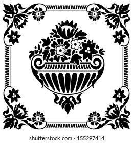 black and white classic flower pattern