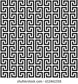Black and white Classic meander seamless pattern. Greek key Monochrome tileable linear vector background.
