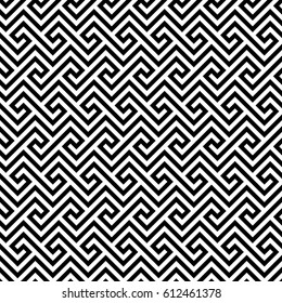 Black and white Classic meander seamless pattern. Greek key Monochrome tileable linear vector background.