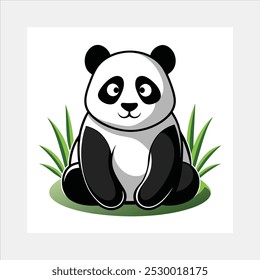 Eine klassische Panda-Vektorgrafik in Schwarz-Weiß