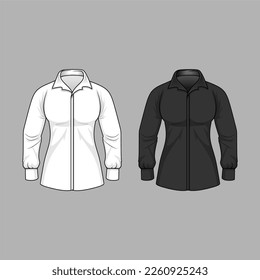 black and white classic women's buttoned dress shirt vector