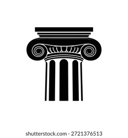 Ícone clássico preto e branco da coluna arquitetônica representando a estrutura e o design