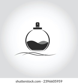Black and White  classical bottle of perfume logo floral design concept 