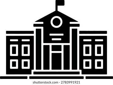 Black and white of a classical building with columns and windows architecture government institution