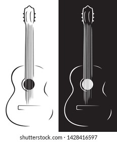 Black and white classical guitar