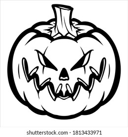 Blanco y negro. el ícono clásico de halloween. El único jack o linterna. 