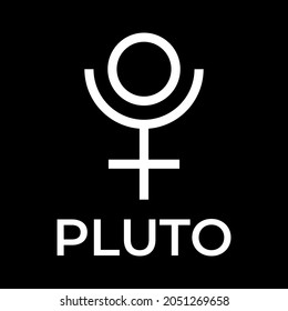 Black and white clean Pluto astrology symbol illustration