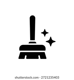 Icono de cepillo de limpieza en blanco y negro que representa la acción de limpieza