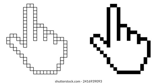 black white click hand pixel icon