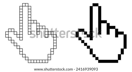 black white click hand pixel icon