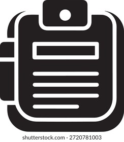 Preto-e-branco de uma área de transferência com linhas de texto e um documento de clipe circular escrevendo