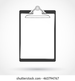 black white clipboard with office papers / vector illustration