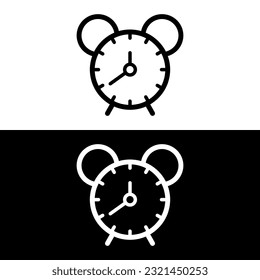 black and white clock alarm icon
