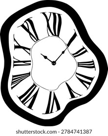 Black and white clock curved leaking Van Gog