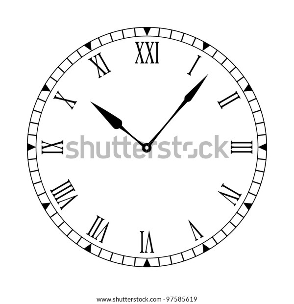 Black White Clock Face Easy Read Stock Vector (Royalty Free) 97585619