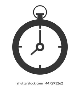 black and white clock front view over isolated backgorund, vector illustration 