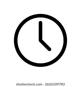 Um relógio preto e branco com as mãos nos números 3 e 9. O relógio está definido para a hora de 3:00