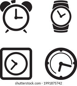 Diseño de iconos de reloj en blanco y negro